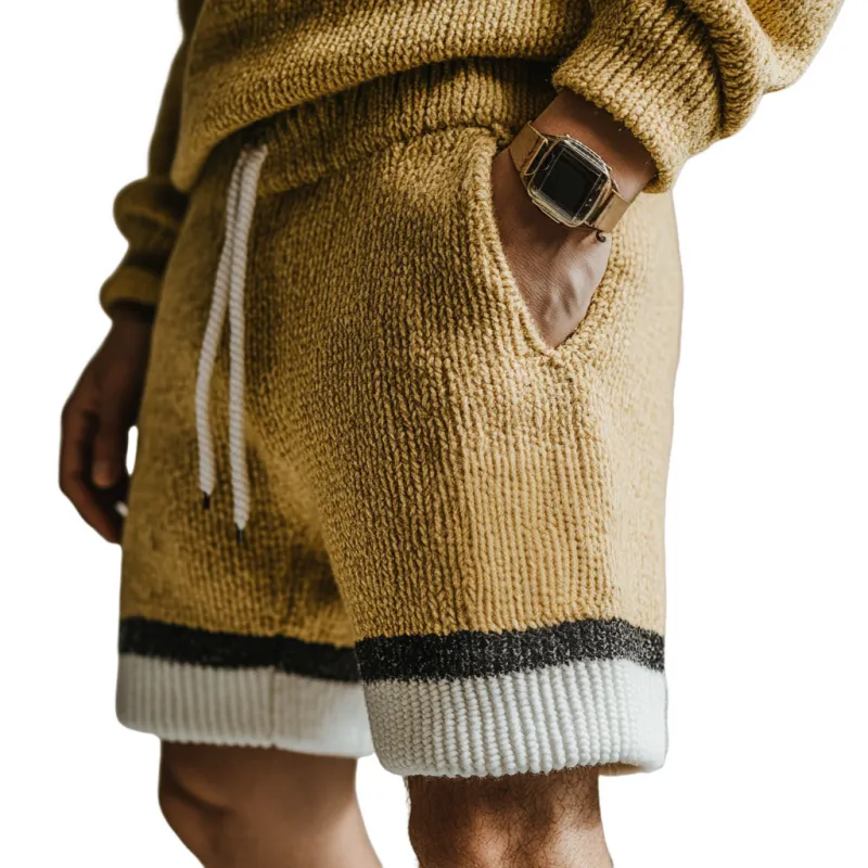 Men's Casual Contrast Knitted Elastic Waist Sports Shorts MTA1252D6M sold by Manly