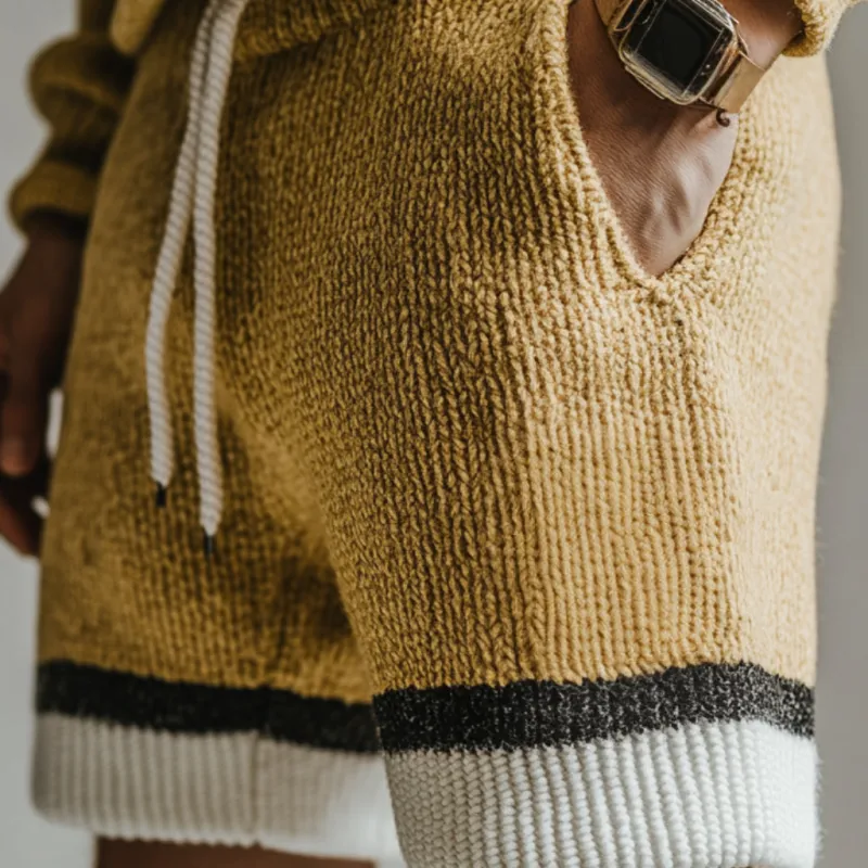 Men's Casual Contrast Knitted Elastic Waist Sports Shorts MTA1252D6M sold by Manly product image thumbnail 3