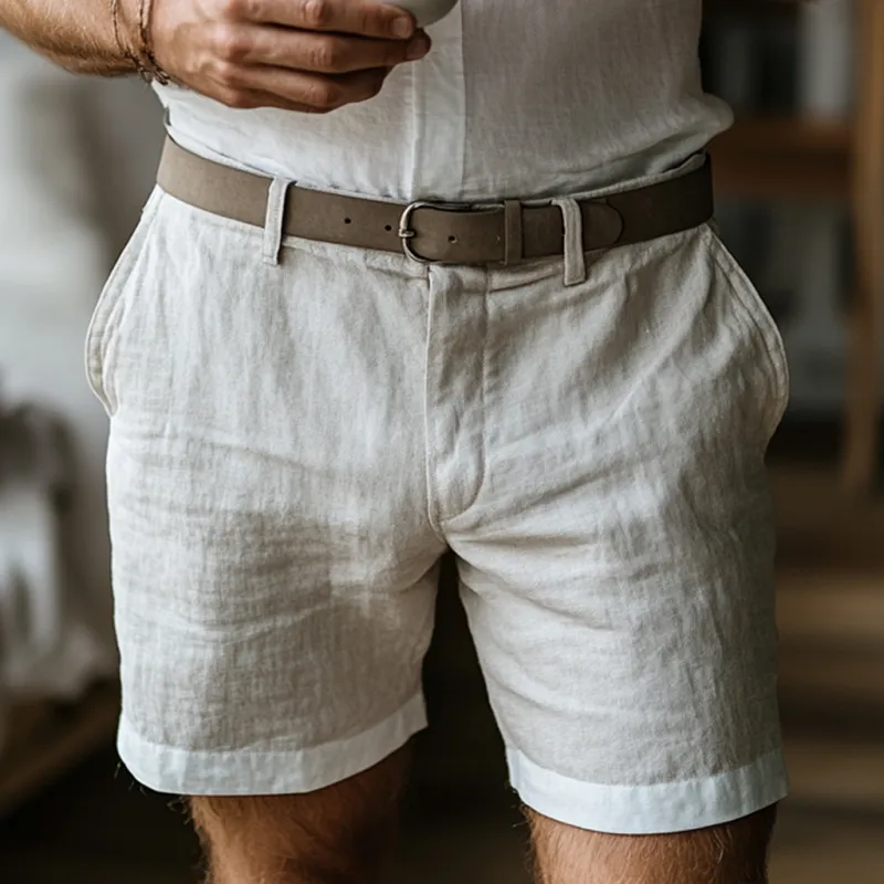 Men's Casual Breathable Cotton Linen Slim Suit Shorts (Belt Excluded) MTA1136D1M sold by Manly product image thumbnail 2