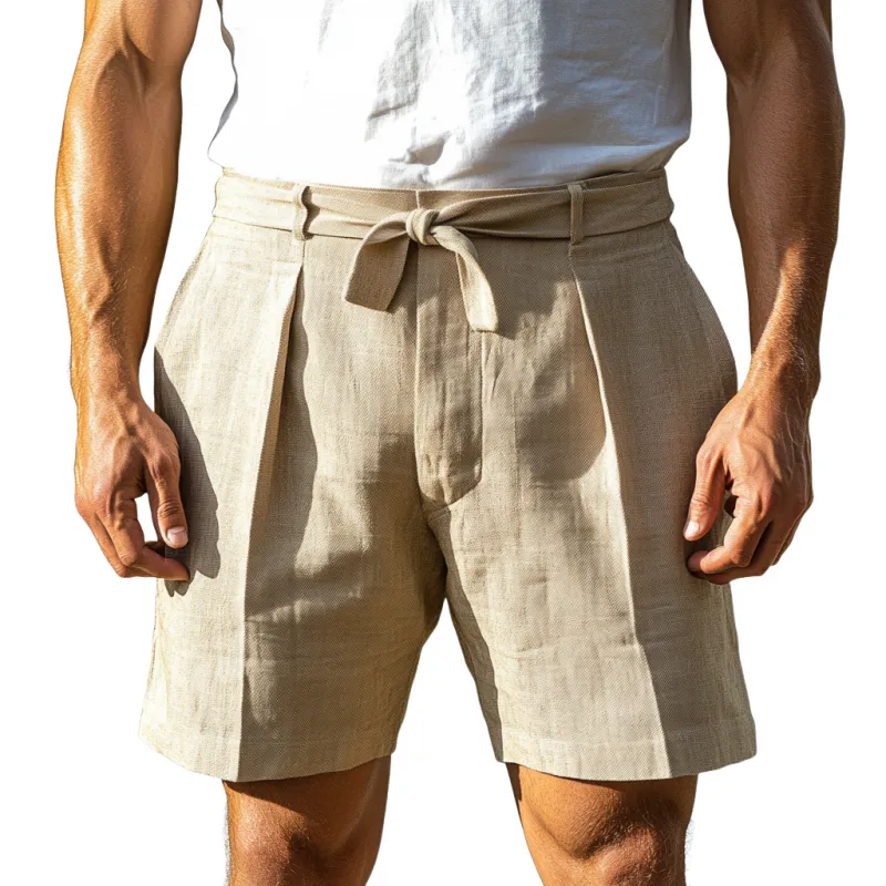 Men's Casual Breathable Cotton Blend Slim Fit Suit Shorts (Belt Included) MTA1159D0M sold by Manly