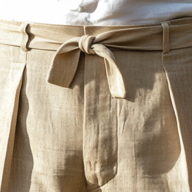 Men's Casual Breathable Cotton Blend Slim Fit Suit Shorts (Belt Included) MTA1159D0M sold by Manly product image thumbnail 2