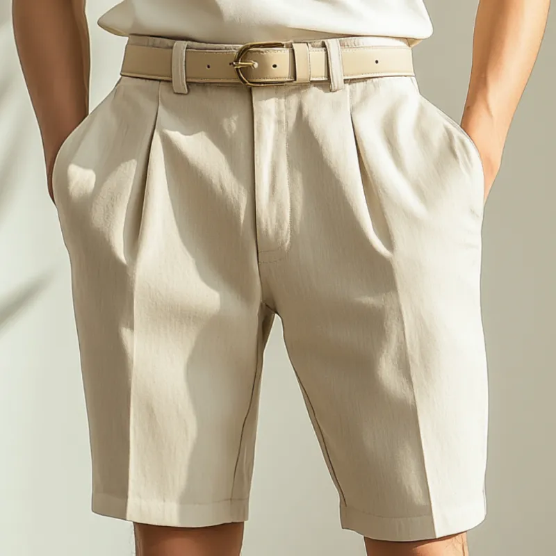 Men's Casual Breathable Cotton Blend Slim Fit Suit Shorts (Belt Excluded) MTA1154D2M sold by Manly product image thumbnail 2