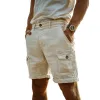 Men's Casual Breathable Cotton Linen Multi-Pocket Cargo Shorts MTA1174D9M sold by Manly