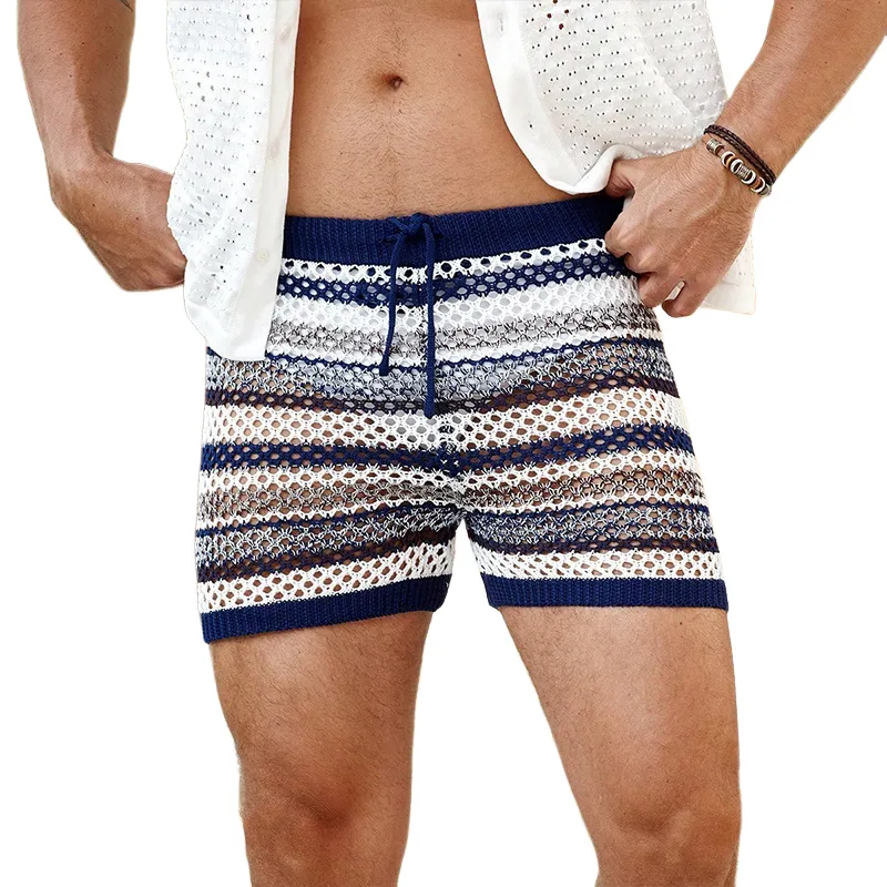 Men's Striped Knit Elastic Beach Shorts MTA1088D9X sold by Manly