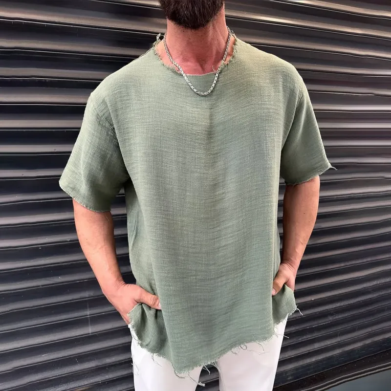 Men's Solid Round Neck Short Sleeve T-shirt MTA1474D9Z sold by Manly product image thumbnail 3