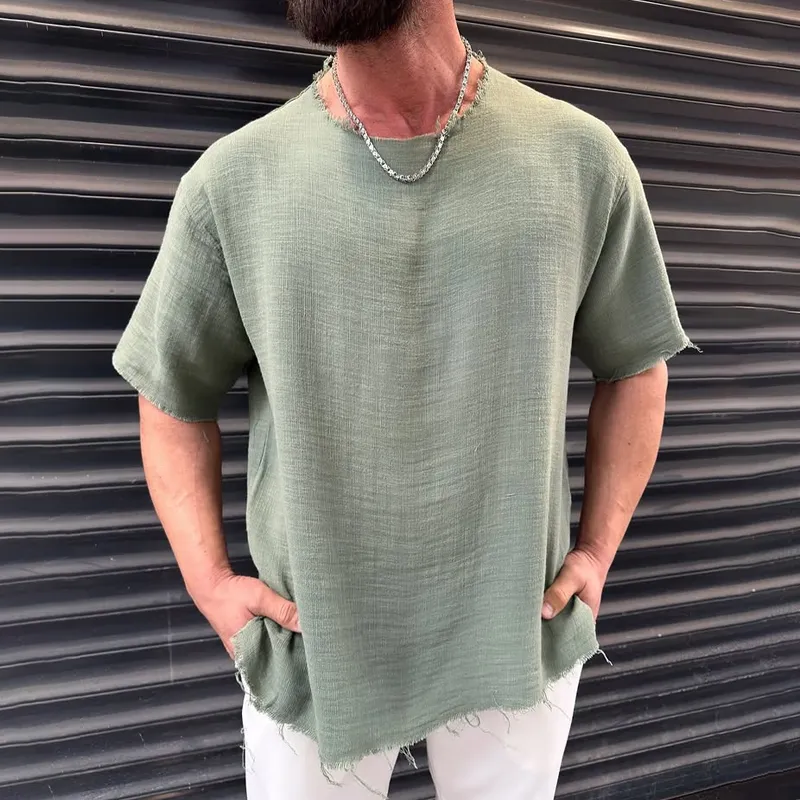 Men's Solid Round Neck Short Sleeve T-shirt MTA1474D9Z sold by Manly product image thumbnail 2