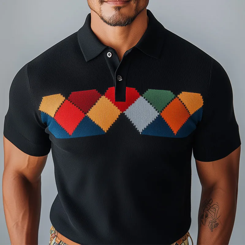 Men's Spring Fashion Diamond Knitted Short Sleeve Sports Polo Shirt MTA1257D3P sold by Manly product image thumbnail 2