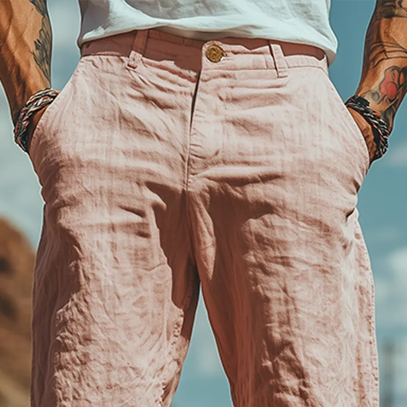 Men's Summer Fashion Casual Western Style Cotton and Linen Embroidered Pants MTA1637D3K sold by Manly product image thumbnail 3