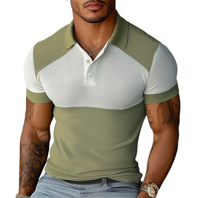 Men's Summer Business Colorblock Knitted Polo Shirt MTA1527D6U sold by Manly
