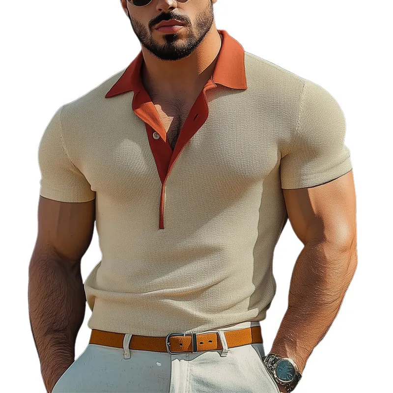 Men's Summer Business Polo Neck Slim Fit Knitted T-Shirt MTA1682D6U sold by Manly