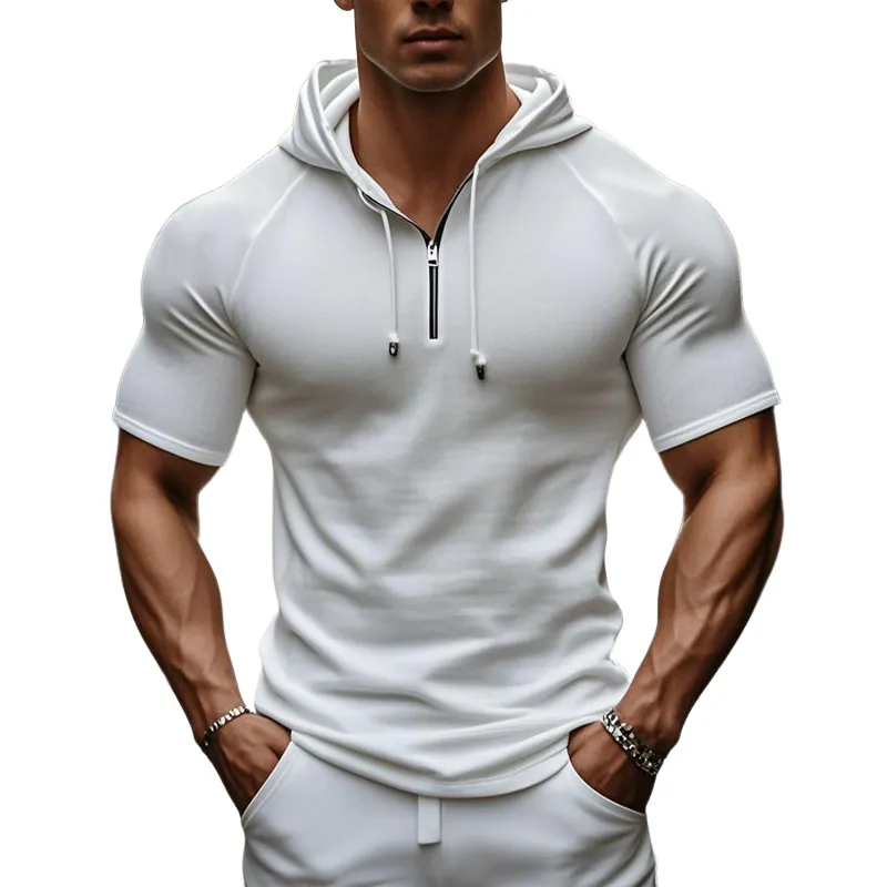 Men's Casual Soft Premium Cotton Slim Fit Short Sleeve Hoodie MTA1577D1M sold by Manly