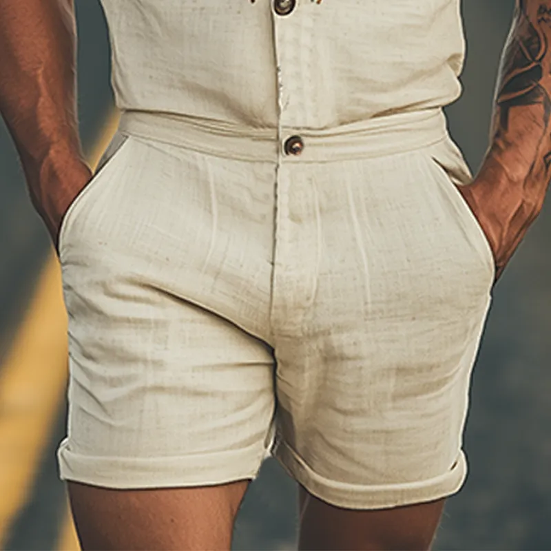 Men's Summer Fashion Casual Retro Western Style Cotton and Linen Embroidered Jumpsuit MTA1604D8K sold by Manly product image thumbnail 5