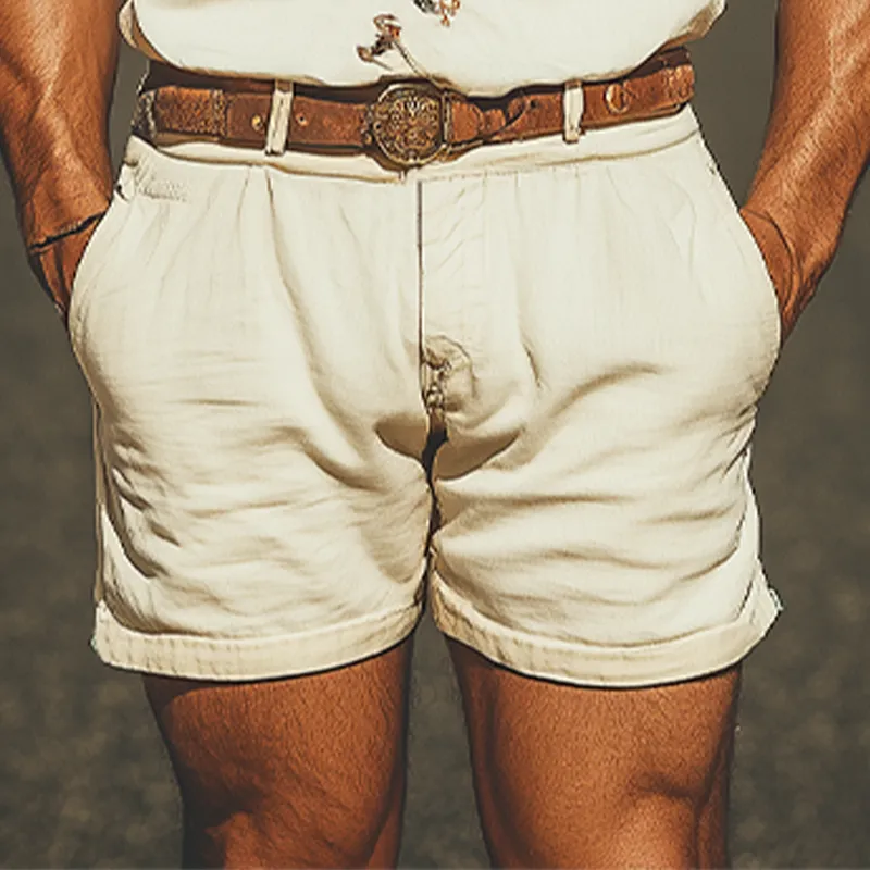 Men's Summer Fashion Casual Western Style Deep V Neck Cotton and Linen Embroidered Jumpsuit MTA1620D0K sold by Manly product image thumbnail 5