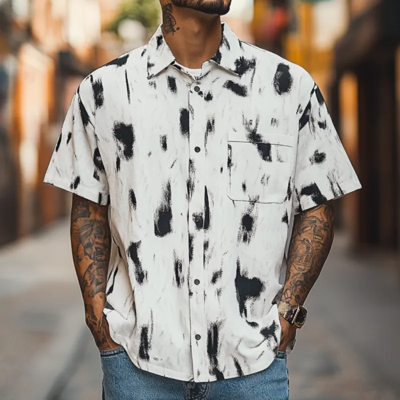 Men's Fashion Printed Breathable Lapel Loose Short Sleeve Shirt MTA1585D0M sold by Manly product image thumbnail 2