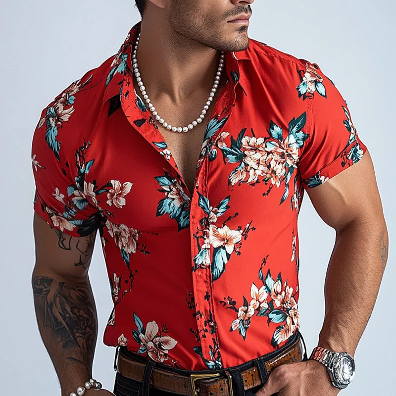 Men's Retro Casual Floral Print Lapel Short Sleeve Shirt MTA1546D4TO sold by Manly product image thumbnail 2