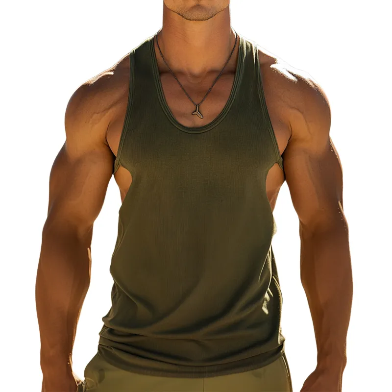 Men's Retro Casual Cotton Hollow Crew Neck Tank Top MTA1504D2TO sold by Manly