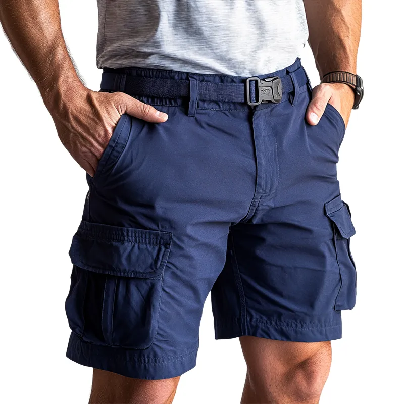 Men's Casual Solid Color Multi-Pocket Outdoor Cargo Shorts MTA1556D0TO sold by Manly