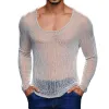 Men's Casual Breathable Round Neck Hollow Knitted Slim Sweater T-Shirt MTA1433D2M sold by Manly