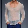 Men's Casual Breathable Round Neck Hollow Knitted Slim Sweater T-Shirt MTA1433D2M sold by Manly