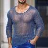 Men's Casual Breathable Round Neck Hollow Knitted Slim Sweater T-Shirt MTA1475D3M sold by Manly