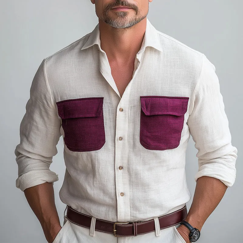 Men's Summer Fashion Contrast Color Patchwork Long Sleeve Shirt MTA1530D0P sold by Manly product image thumbnail 2