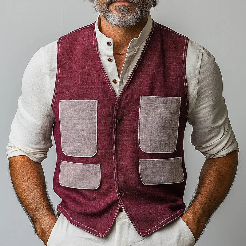 Men's Summer Fashion Contrast Color Patchwork Single Vest MTA1584D4P sold by Manly product image thumbnail 2