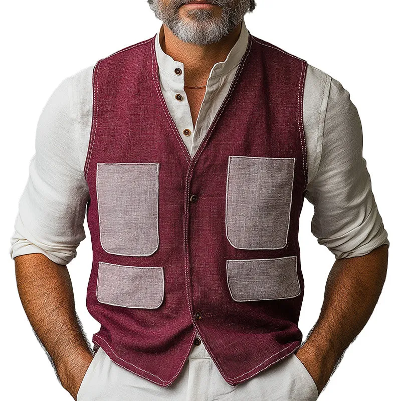 Men's Summer Fashion Contrast Color Patchwork Single Vest MTA1584D4P sold by Manly