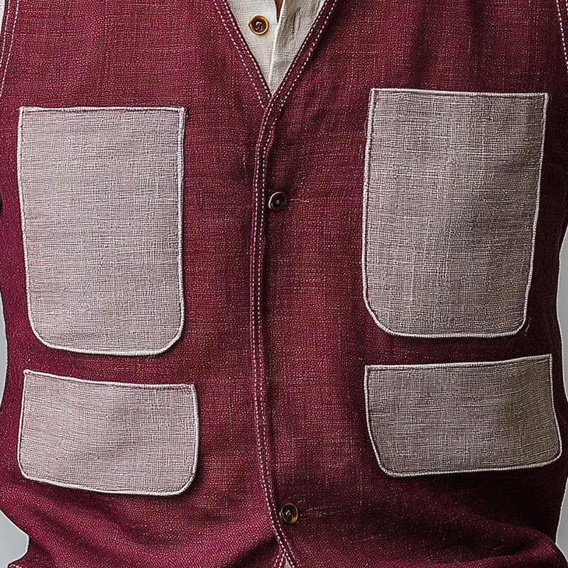 Men's Summer Fashion Contrast Color Patchwork Single Vest MTA1584D4P sold by Manly product image thumbnail 3