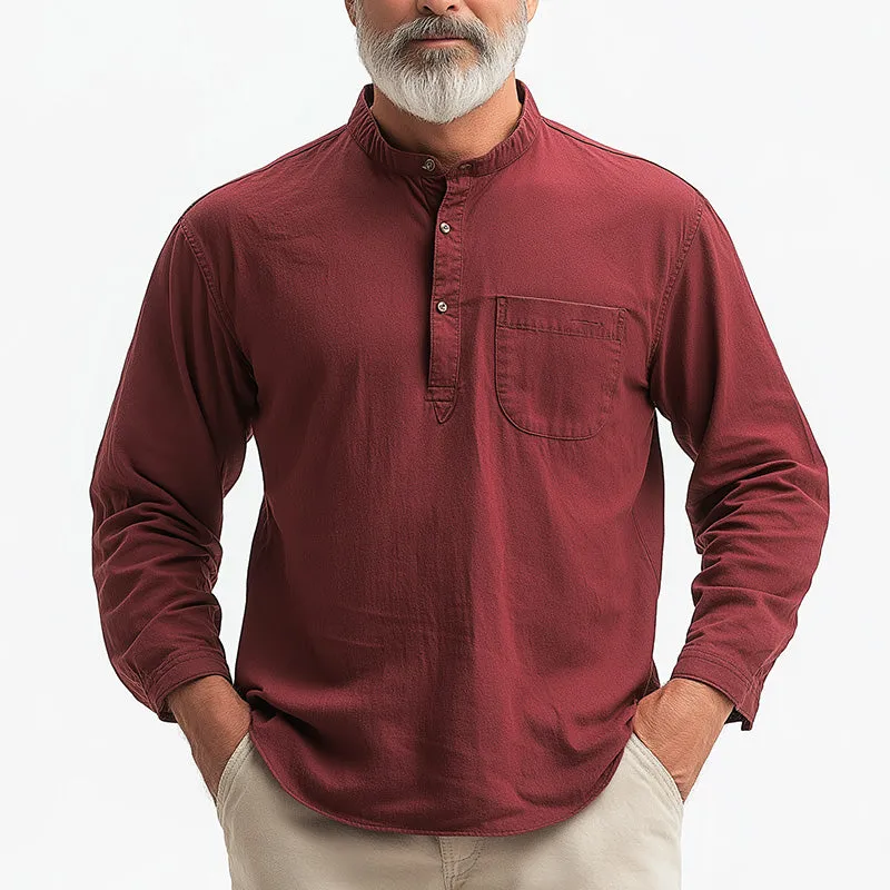 Men's Summer Fashion Solid Color Simple Long Sleeve Henley Shirt MTA1578D4P sold by Manly product image thumbnail 2