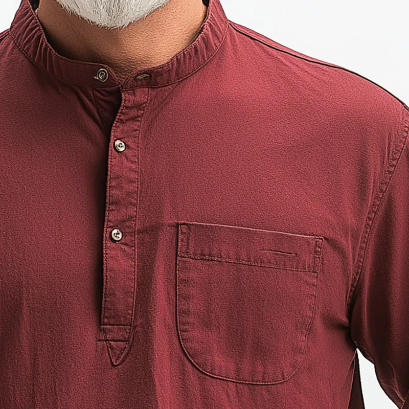 Men's Summer Fashion Solid Color Simple Long Sleeve Henley Shirt MTA1578D4P sold by Manly product image thumbnail 3