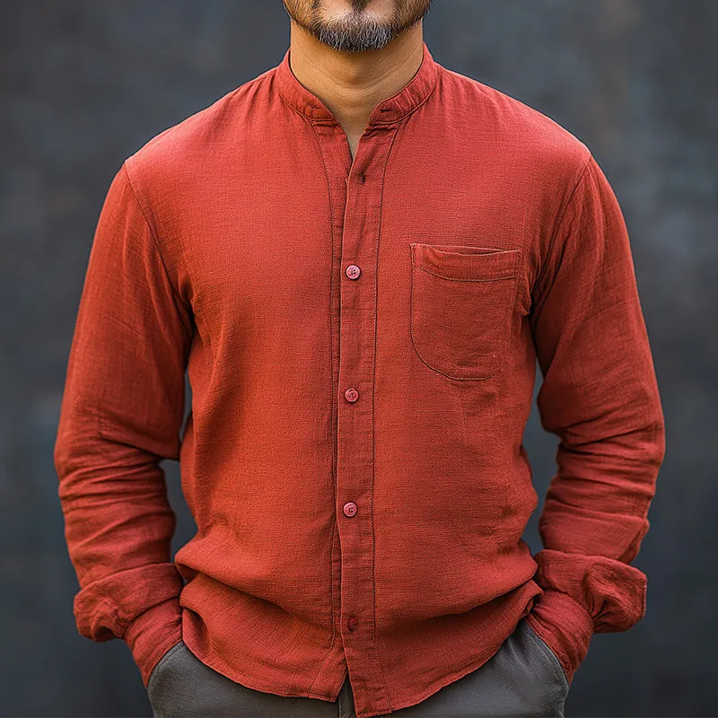 Men's Summer Fashion Solid Color Simple Long Sleeve Shirt MTA1582D1P sold by Manly product image thumbnail 2