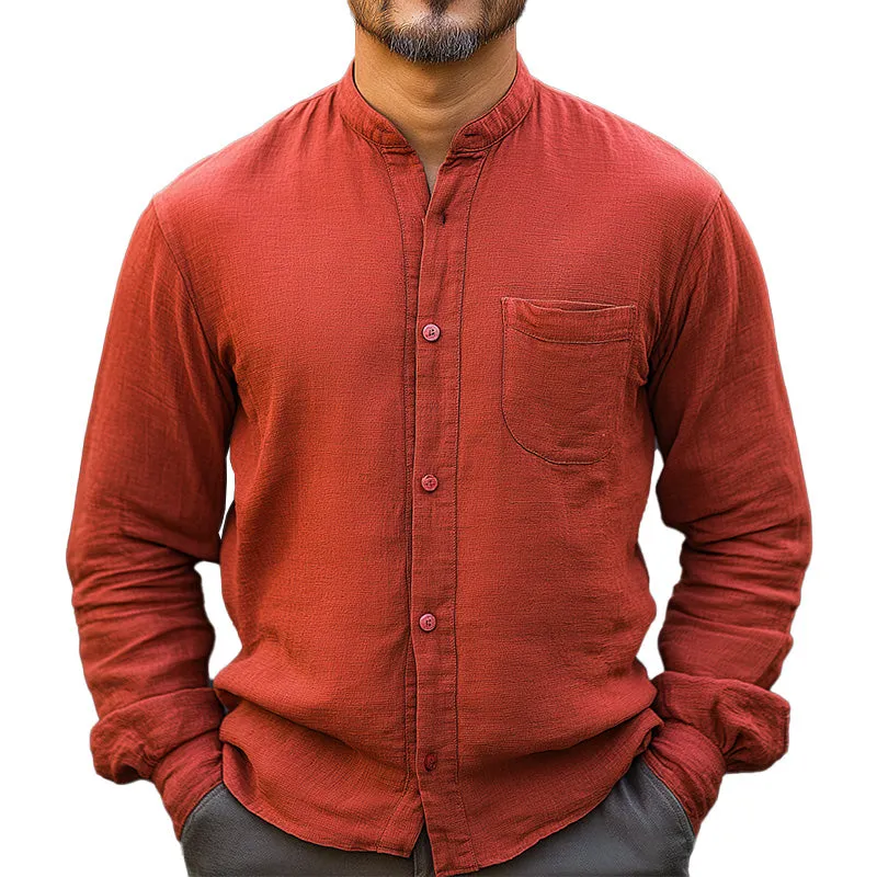 Men's Summer Fashion Solid Color Simple Long Sleeve Shirt MTA1582D1P sold by Manly