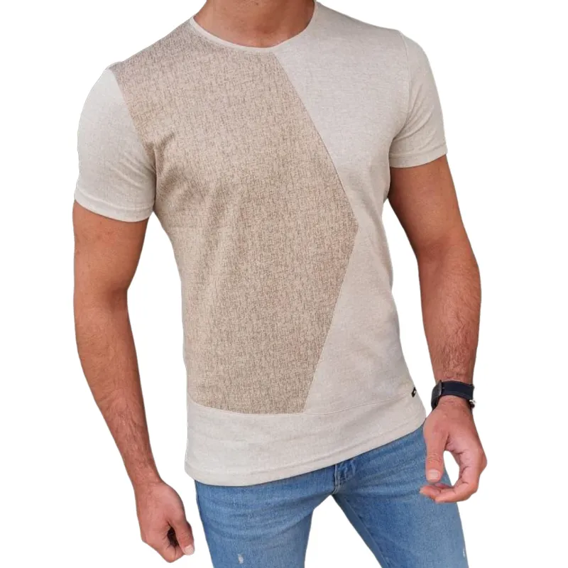 Men's Casual Soft Cotton Color Block Round Neck Slim Fit Short Sleeve T-Shirt MTA1521D1M sold by Manly product image thumbnail 2