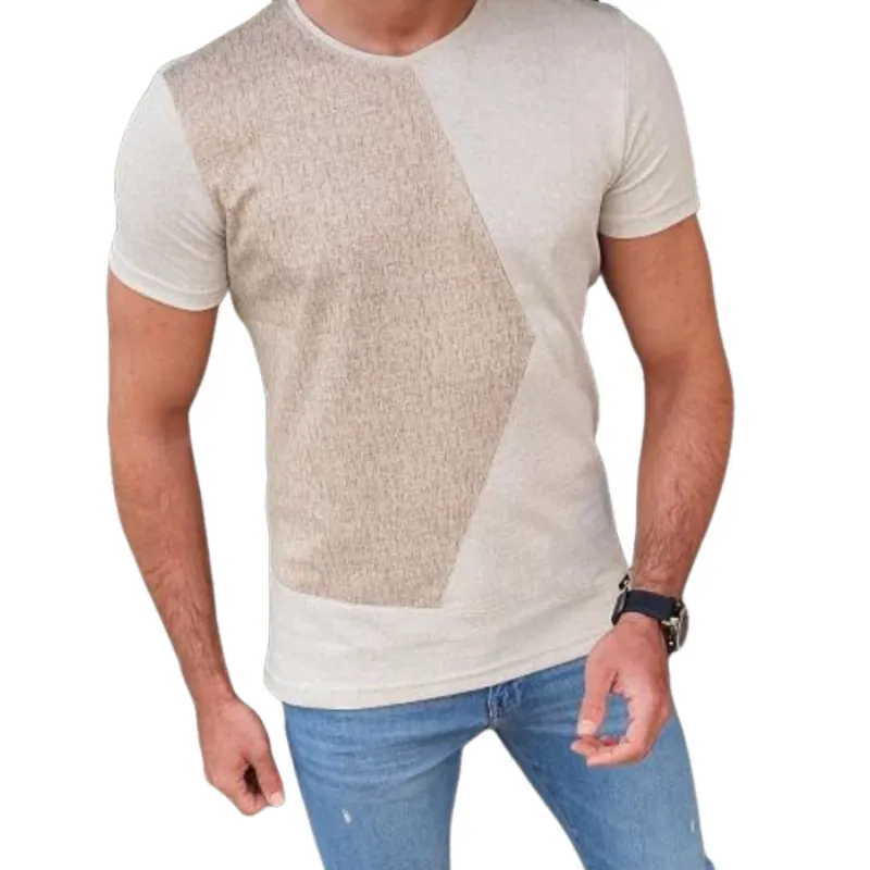 Men's Casual Soft Cotton Color Block Round Neck Slim Fit Short Sleeve T-Shirt MTA1521D1M sold by Manly product image thumbnail 3