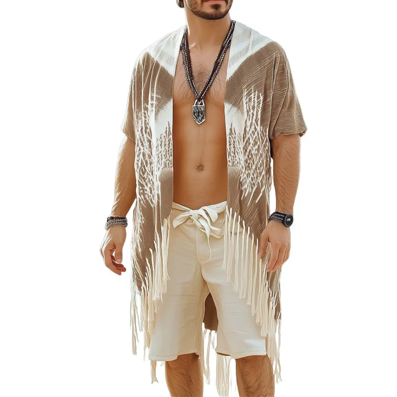 Men's Summer Casual Printed Tassel Knee-Length Shirt MTA1556D2U sold by Manly