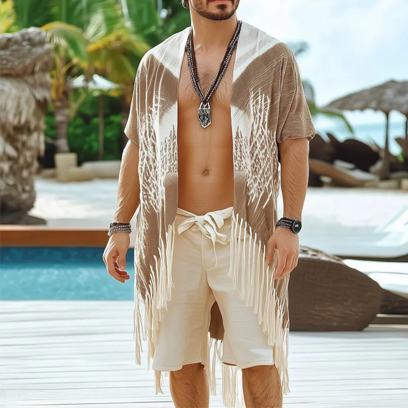 Men's Summer Casual Printed Tassel Knee-Length Shirt MTA1556D2U sold by Manly product image thumbnail 2