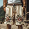 Men's Summer Retro Embroidered Cotton and Linen Shorts MTA1566D3U sold by Manly