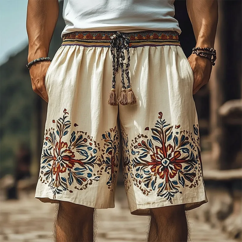 Men's Summer Retro Embroidered Cotton and Linen Shorts MTA1566D3U sold by Manly product image thumbnail 2