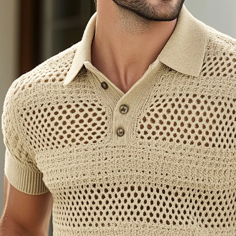 【24-hour shipping out】Men's Summer Knitted Breathable Polo Neck Short Sleeve T-Shirt MTA1465D6U sold by Manly product image thumbnail 3