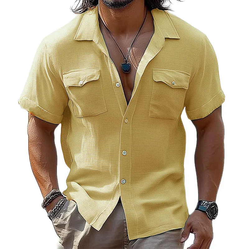 Men's Summer Basic Comfortable Textured Short-Sleeved Shirt MTA1510D2U sold by Manly product image thumbnail 2