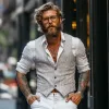 Men's Casual Cotton Blended Striped V-Neck Single-Breasted Slim Fit Suit Vest MTA1454D7M sold by Manly
