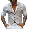 Men's Casual Cotton Blended Striped V-Neck Single-Breasted Slim Fit Suit Vest MTA1454D7M sold by Manly