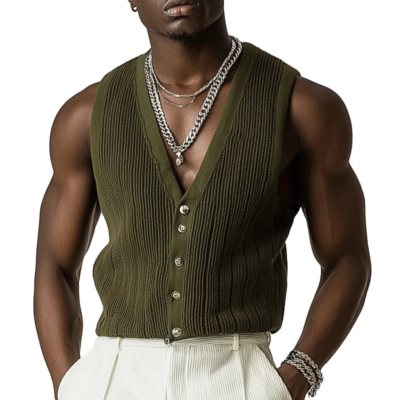 Men's Summer Fashion Retro Woven Solid Color Vest MTA1575D9P sold by Manly