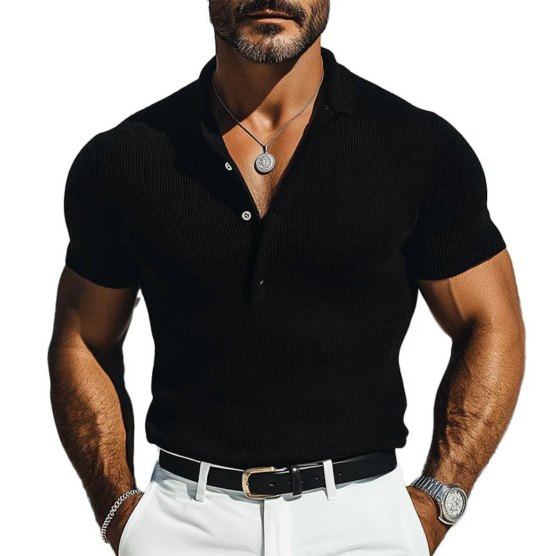 Men's Summer Fashion Ribbed Knitted Short Sleeve Polo Shirt MTA1500D1P sold by Manly