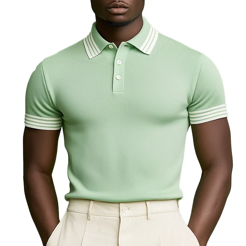 Men's Summer Fashion Ribbed Knitted Short Sleeve Polo Shirt MTA1529D5P sold by Manly