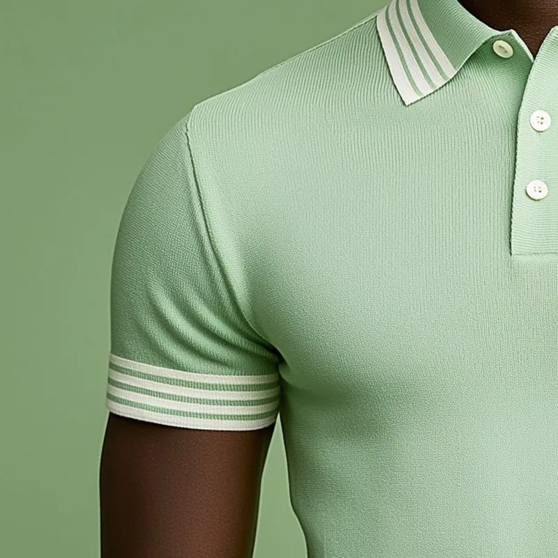 Men's Summer Fashion Ribbed Knitted Short Sleeve Polo Shirt MTA1529D5P sold by Manly product image thumbnail 3