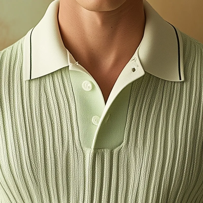 Men's Summer Fashion Woven Comfortable Long Sleeve Polo Shirt MTA1510D8P sold by Manly product image thumbnail 3