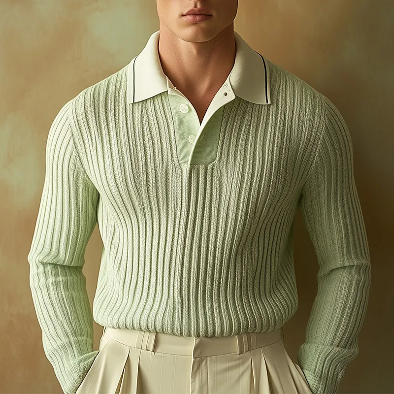 Men's Summer Fashion Woven Comfortable Long Sleeve Polo Shirt MTA1510D8P sold by Manly product image thumbnail 2