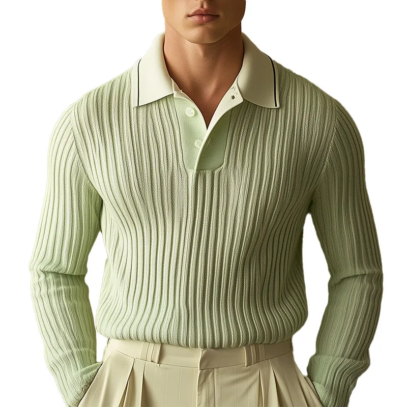 Men's Summer Fashion Woven Comfortable Long Sleeve Polo Shirt MTA1510D8P sold by Manly