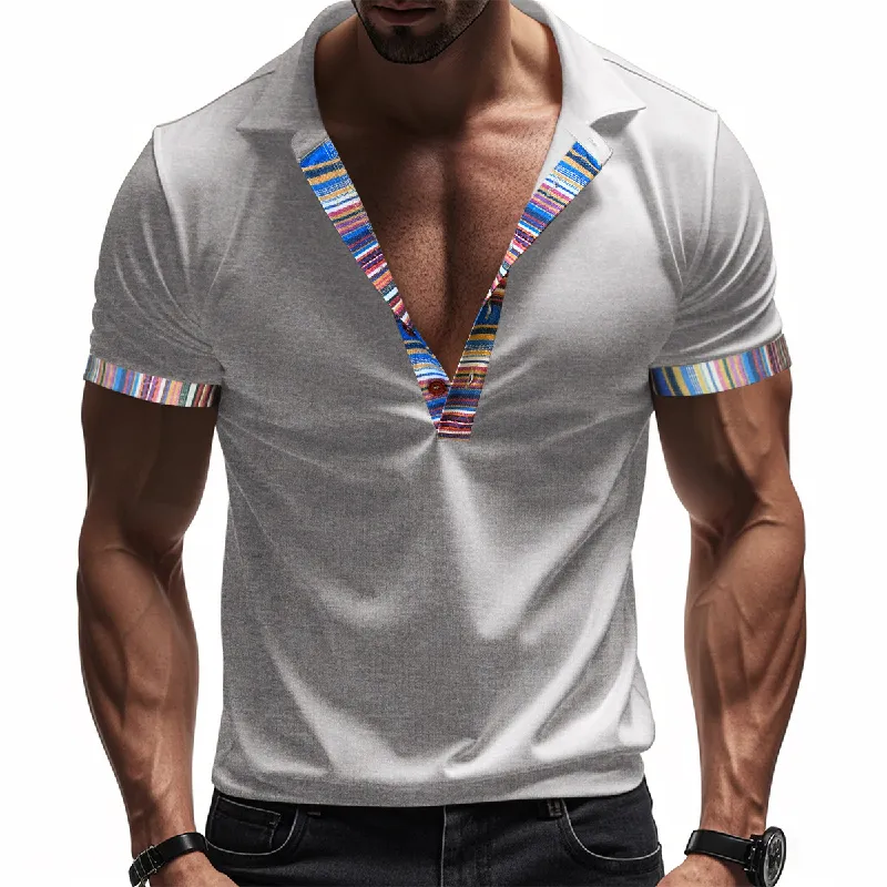 Men's Patchwork Casual Short Sleeve POLO Shirt MTA1448D9X sold by Manly product image thumbnail 3